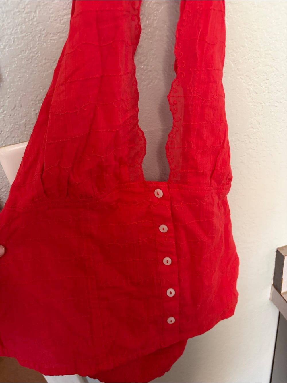 Free People Red Button-Front Shoulder Bag